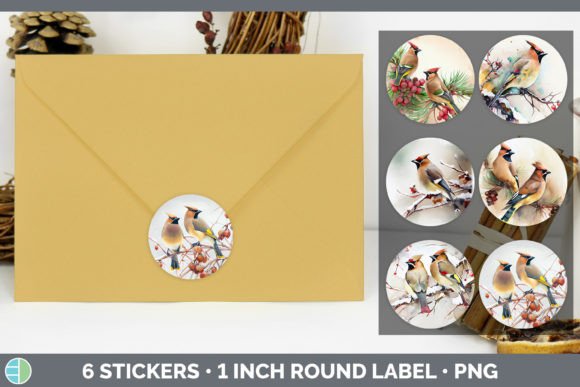 Cedar Waxwing Christmas Stickers Stick: Festive Illustrations