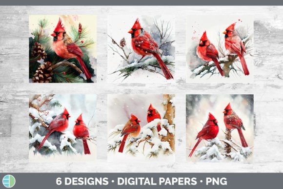 Christmas Cardinal Backgrounds Digital: Illustrations Review
