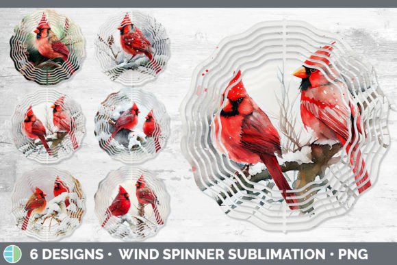 Christmas Cardinal Wind Spinner Sublim: Festive Illustrations