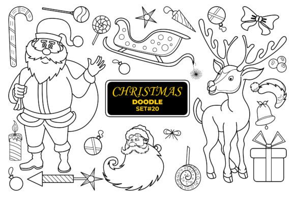 Christmas Hand Drawn Doodle Set-20: Festive Illustrations