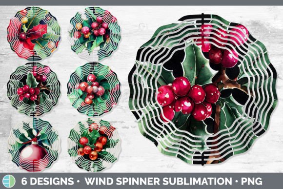 Christmas Holly Wind Spinner: Fresh Illustrations