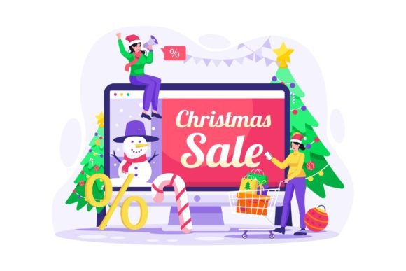 Christmas Online Shopping Illustrations for Crafters