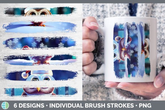 Christmas Owl Brush Strokes: Festive Illustrations