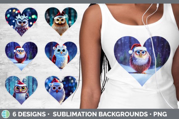 Christmas Owl Hearts Clipart Sublimati: Festive Illustrations