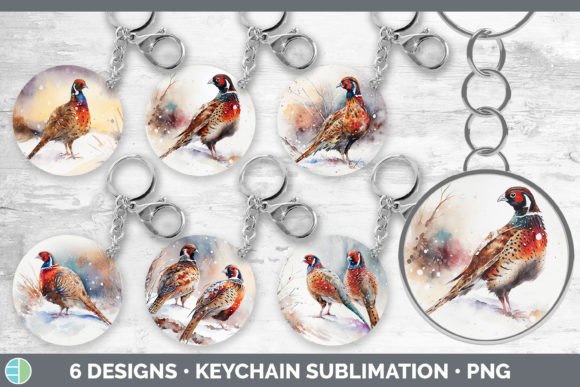 Christmas Pheasant Keychain Bundle: Festive Illustrations