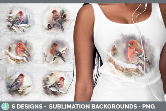 Christmas Pine Grosbeak Background Gru: Illustrations Review