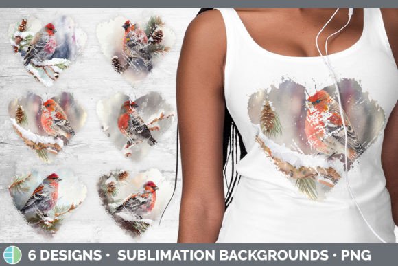 Christmas Pine Grosbeak Heart Distressed: Illustrations Review