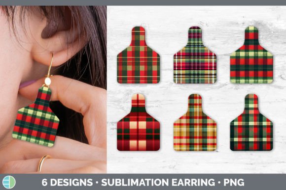 Christmas Plaid Cow Tag Earring Sublim: Fresh Illustrations