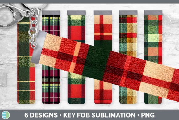 Christmas Plaid Key Fob Wristlet Subli: Festive Illustrations