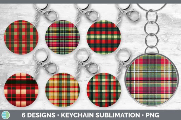 Christmas Plaid Keychain Bundle: Festive Illustrations
