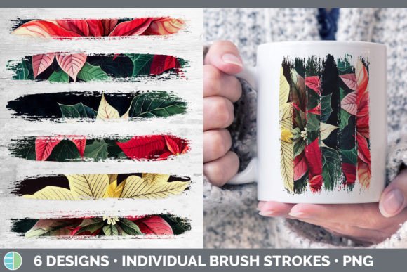 Christmas Poinsettia Brush Strokes PNG: Festive Illustrations