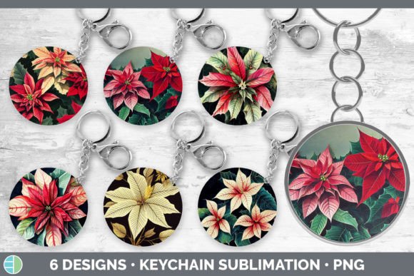 Christmas Poinsettia Keychain Bundle K: Festive Illustrations