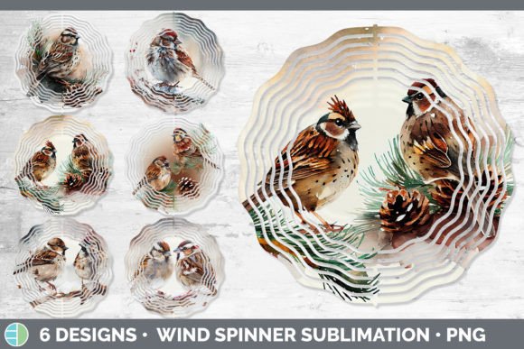 Christmas Sparrow Wind Spinner: Fresh Illustrations