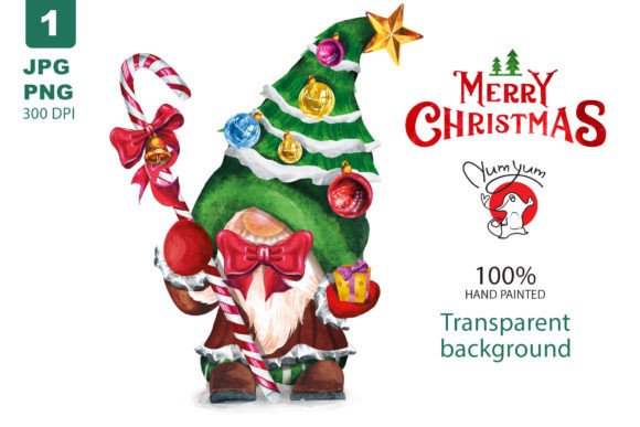 Christmas Tree Gnome with Gifts: Fresh Illustrations