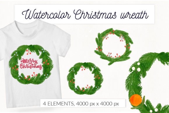 Christmas Wreath Watercolor Clipart PNG Review