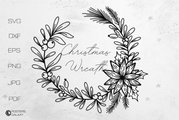 Christmas Wreath with Mistletoe: Festive Illustrations