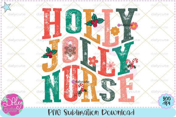 Holly Jolly Nurse Retro Christmas PNG: Festive Illustrations