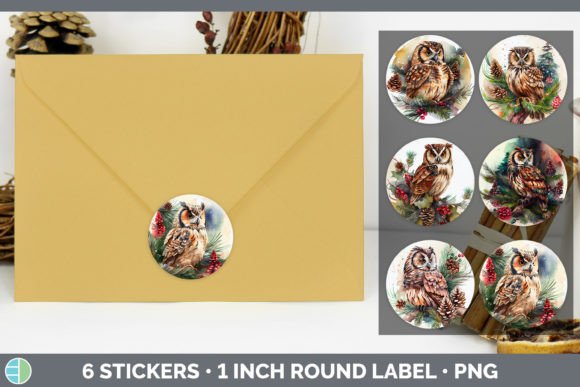 Owl Christmas Stickers: Festive Illustrations for Blogs