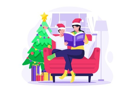Reading Book on Christmas Illustrations for Crafters