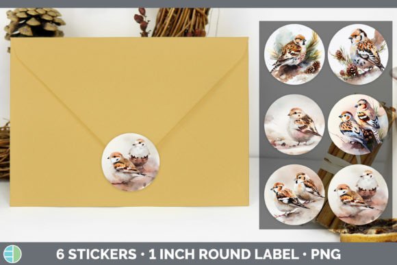 Snow Bunting Christmas Stickers: Festive Illustrations