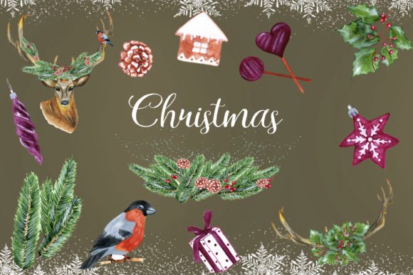 Watercolor Christmas Clp Art: Illustrations for Sellers