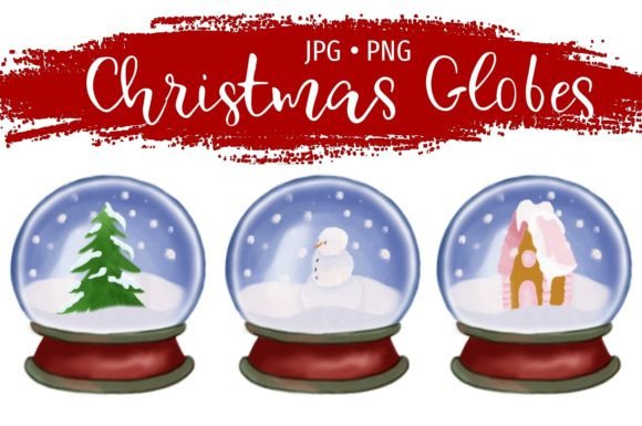 Watercolor Christmas Snow Globes Bundle: Festive Illustrations